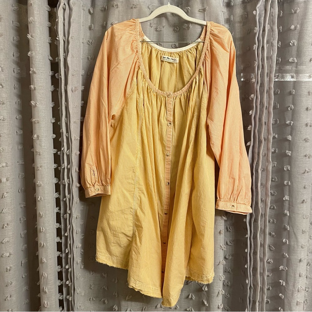 We The Free Peach and Mustard Long Sleeve Dress